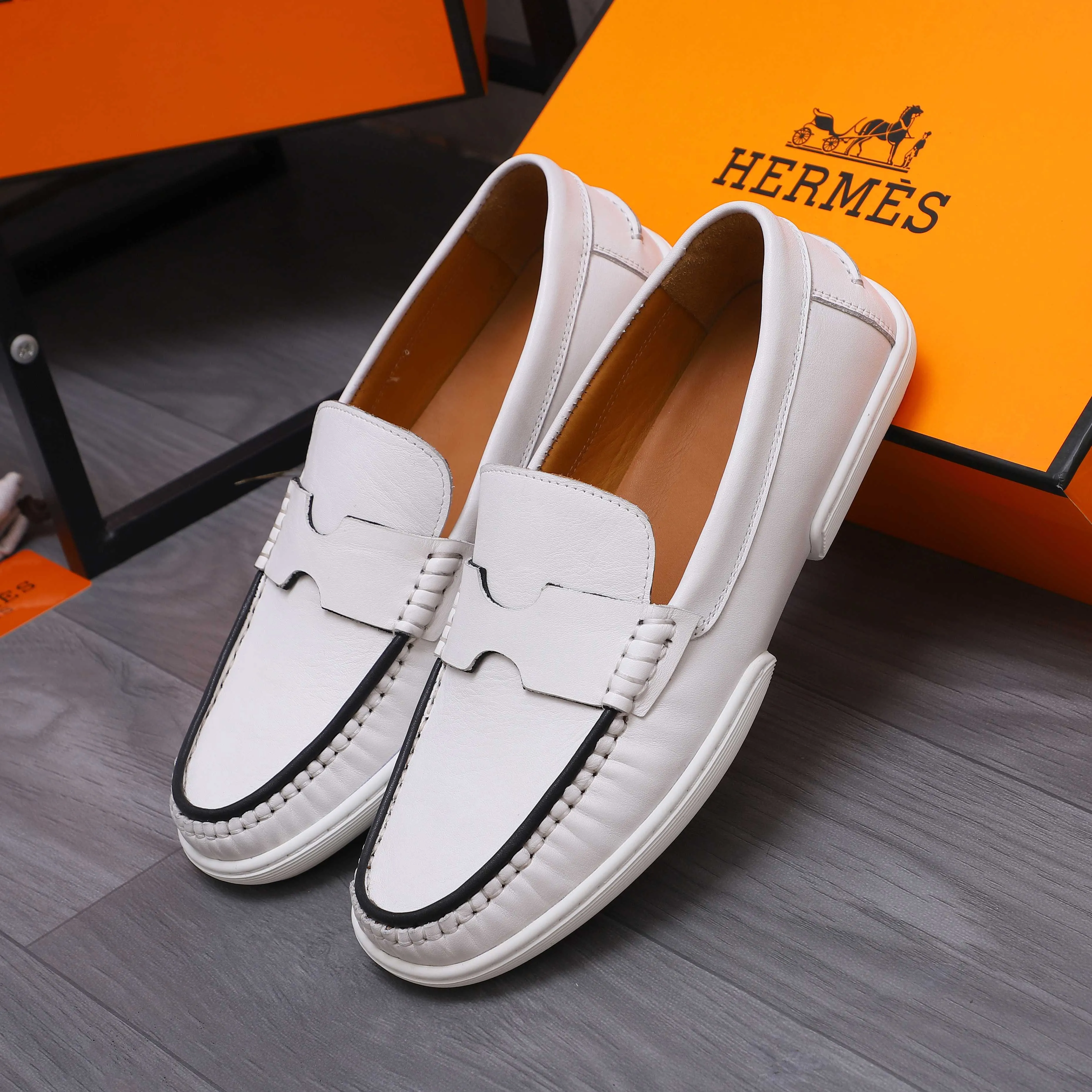 Men's shoes 💰500 Product trademark: HERMES "Hermes" casual slip-on leather shoes Regular size: 38-46 (45.46 custom-made, non-refundable) Product materials: Selected high-quality cowhide upper, cowhide lining, original outsole